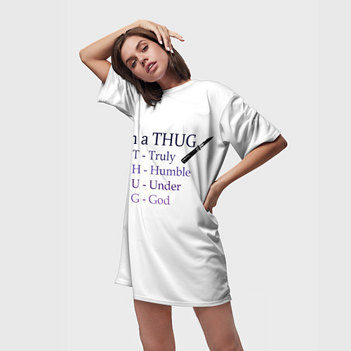 Женская длинная футболка Im a thug / 3D-принт – фото 3