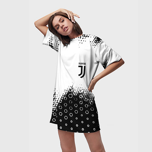 Женская длинная футболка Juventus sport steel / 3D-принт – фото 3