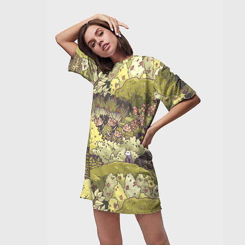 Женская длинная футболка Найди опоссума / 3D-принт – фото 3