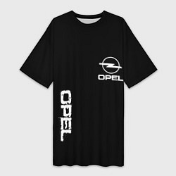 Футболка женская длинная Opel white logo, цвет: 3D-принт