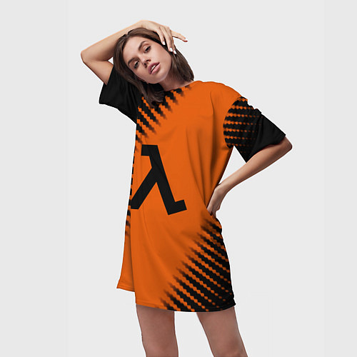 Женская длинная футболка Half life orange box / 3D-принт – фото 3
