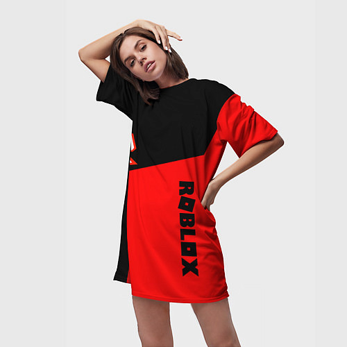 Женская длинная футболка Roblox geometry red / 3D-принт – фото 3