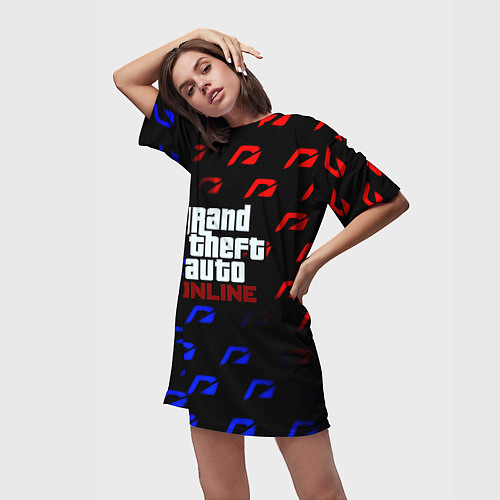 Женская длинная футболка NFS x GTA pattern / 3D-принт – фото 3