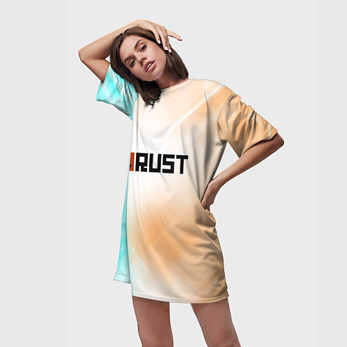 Женская длинная футболка RUST gradient / 3D-принт – фото 3