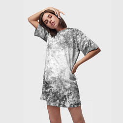 Футболка женская длинная Абстракция - серый ветер, цвет: 3D-принт — фото 2