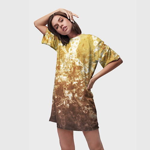 Женская длинная футболка Абстракция - yellow sad weather / 3D-принт – фото 3