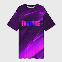 Футболка женская длинная Fortnite neon stripes angles logo, цвет: 3D-принт