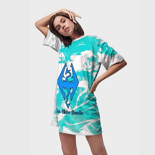 Женская длинная футболка Elder Scrolls logo / 3D-принт – фото 3