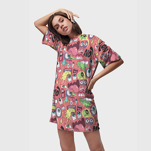 Женская длинная футболка Монстры ой ой нет / 3D-принт – фото 3