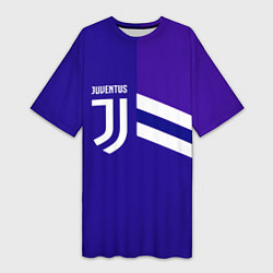 Футболка женская длинная Juventus sport geometry line, цвет: 3D-принт