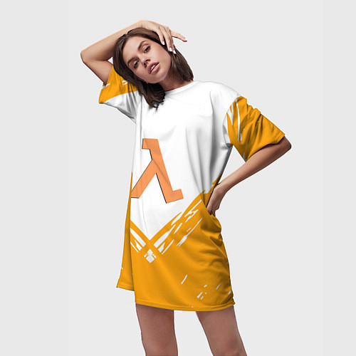 Женская длинная футболка Half life текстура / 3D-принт – фото 3