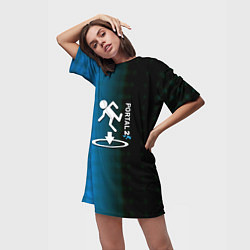 Футболка женская длинная Portal pattern geometry, цвет: 3D-принт — фото 2