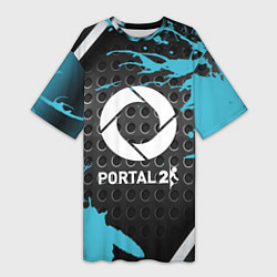 Футболка женская длинная Portal game краски, цвет: 3D-принт