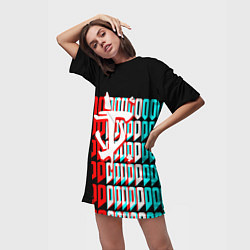 Футболка женская длинная Doom logo надписи, цвет: 3D-принт — фото 2