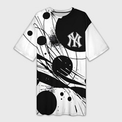 Футболка женская длинная New York Yankees baseball team - abstraction, цвет: 3D-принт