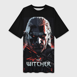 Футболка женская длинная The Witcher dark style, цвет: 3D-принт