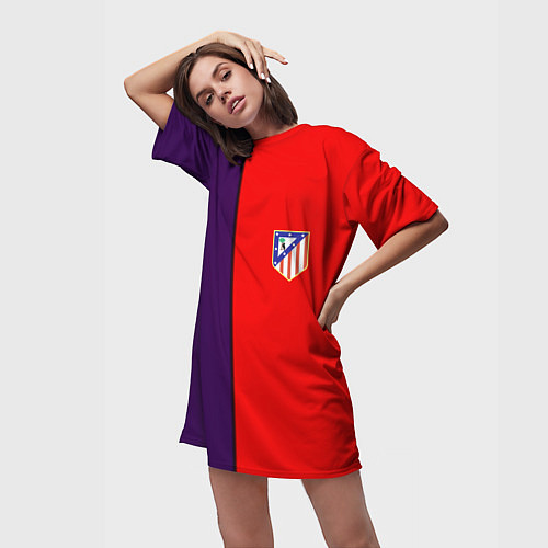 Женская длинная футболка Атлетико полосы / 3D-принт – фото 3