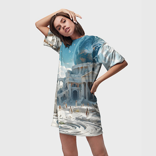 Женская длинная футболка Фантастическая античность / 3D-принт – фото 3