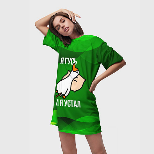 Женская длинная футболка Я гусь и я устал / 3D-принт – фото 3