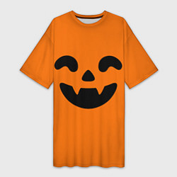 Футболка женская длинная Весёлая тыква верх, цвет: 3D-принт