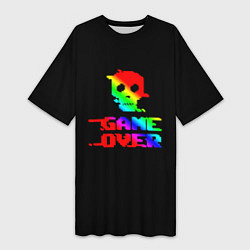 Футболка женская длинная Game over gradient, цвет: 3D-принт