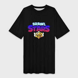 Футболка женская длинная Brawl stars neon logo, цвет: 3D-принт