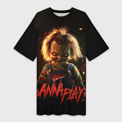 Футболка женская длинная Chucky wanna play?, цвет: 3D-принт