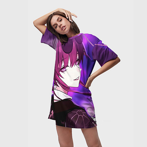 Женская длинная футболка Honkai Star Rail Kafka violet light / 3D-принт – фото 3