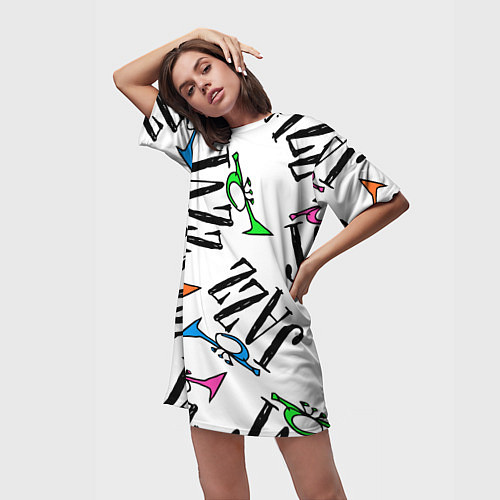 Женская длинная футболка Just jazz in color / 3D-принт – фото 3