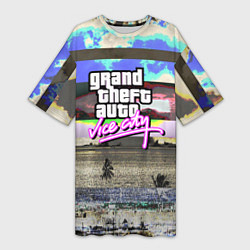 Футболка женская длинная Vice city glitch, цвет: 3D-принт