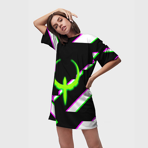 Женская длинная футболка Quake глитч геометрия / 3D-принт – фото 3