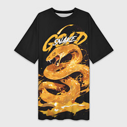 Футболка женская длинная Gold snake, цвет: 3D-принт