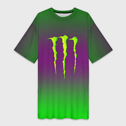 Футболка женская длинная Monster energy gradient, цвет: 3D-принт