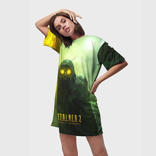 Женская длинная футболка Stalker 2 ядовитый дым / 3D-принт – фото 3