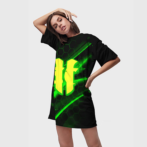 Женская длинная футболка Starcraft 2 кислотные соты линии / 3D-принт – фото 3