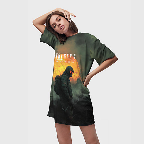 Женская длинная футболка Stalker заражение / 3D-принт – фото 3