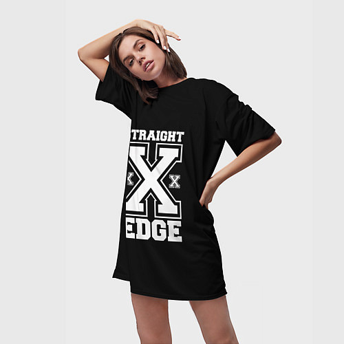 Женская длинная футболка Straight edge SXE / 3D-принт – фото 3