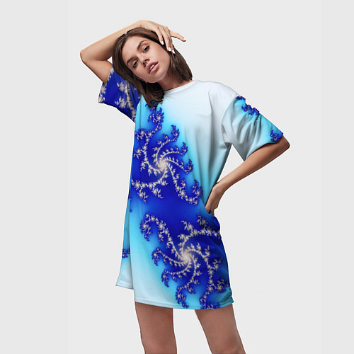 Женская длинная футболка Психоделика холодный узоры / 3D-принт – фото 3