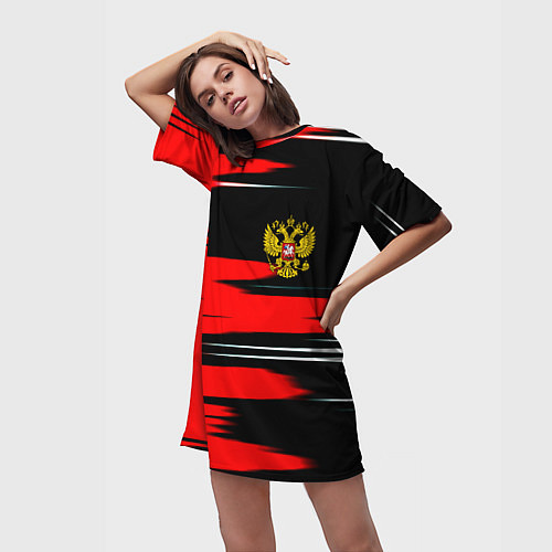 Женская длинная футболка Россия полосы краски / 3D-принт – фото 3