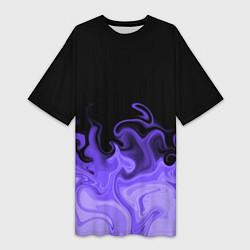 Футболка женская длинная Абстрактный фиолетовый огонь, цвет: 3D-принт