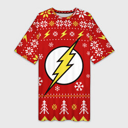 Женская длинная футболка Флэш новогодний