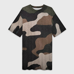 Футболка женская длинная Армейский камуфляж, цвет: 3D-принт