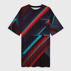 Футболка женская длинная Абстракция из линий, цвет: 3D-принт