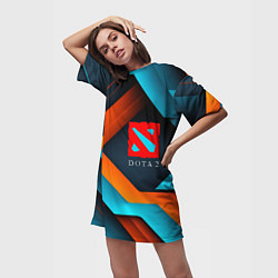 Футболка женская длинная Dota 2 абстракция из линий, цвет: 3D-принт — фото 2