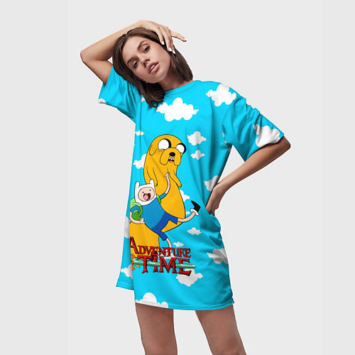 Женская длинная футболка Время приключений / 3D-принт – фото 3