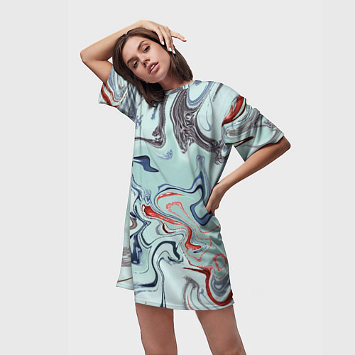 Женская длинная футболка Crazy waves / 3D-принт – фото 3