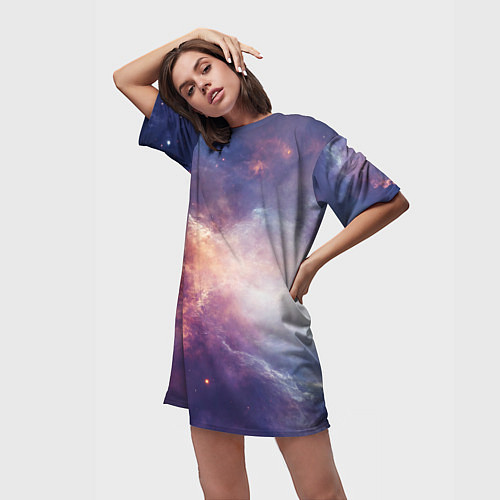 Женская длинная футболка Туманности космоса / 3D-принт – фото 3