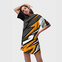 Футболка женская длинная Zeekr - orange colors, цвет: 3D-принт — фото 2