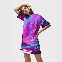 Футболка женская длинная Фиолетовая кислотная абстракция, цвет: 3D-принт — фото 2