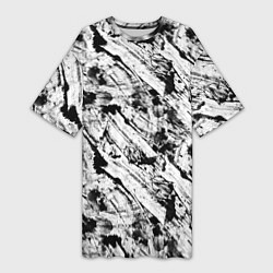 Футболка женская длинная Гранж текстура отпечатки краски, цвет: 3D-принт